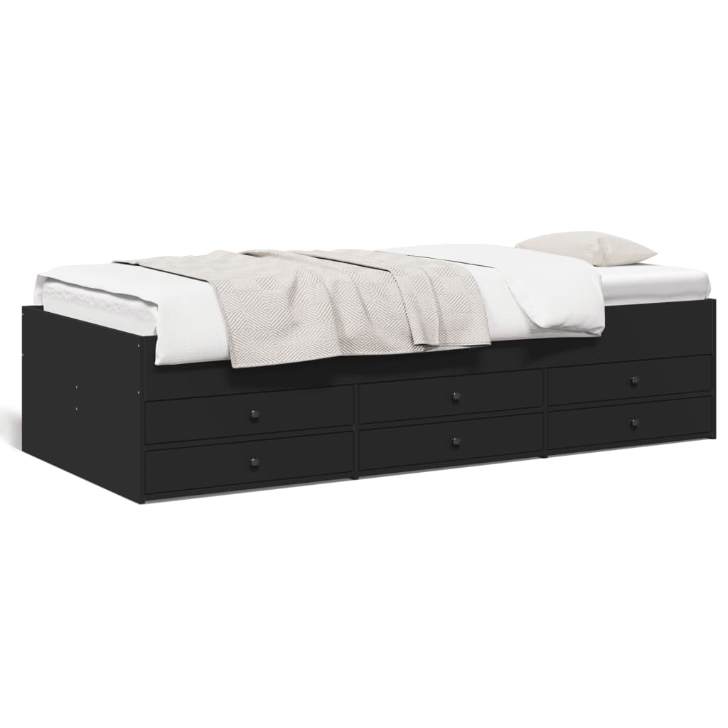 Divano Letto con Cassetti senza Materasso-Sofa Letto-Daybed Nero 75x190 cm 730244