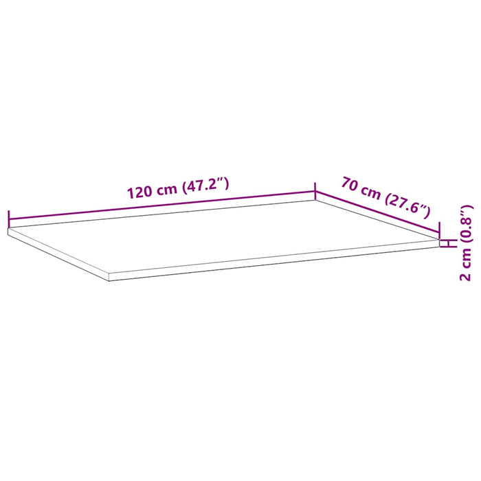 Piano Scrivania Non Trattato 120x70x2cm Legno Massello Acacia 3279731