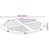 Piano per Tavolo Ø90x2,2 cm Rotondo in Legno Massello di Acacia