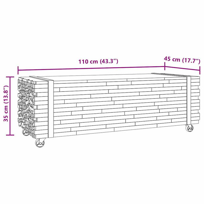 Tavolino da Salotto 110x45x35 cm in Legno Massello di Teak 4009311
