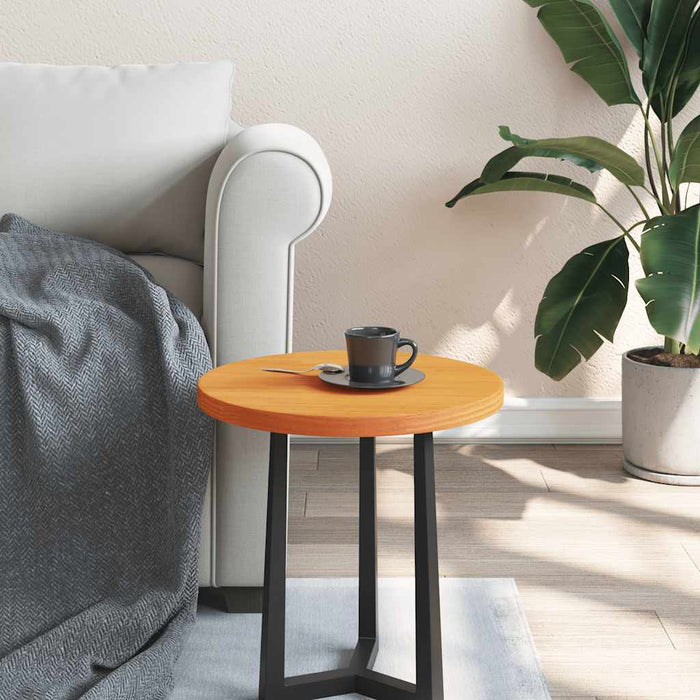 Piano Tavolo Rotondo Marrone Cera Ø40x2,5cm Legno Massello Pino 847125