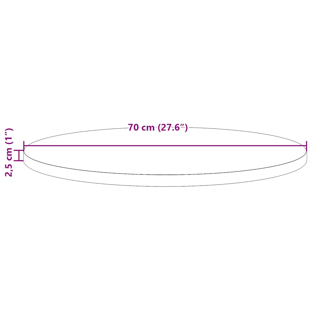 Piano Tavolo Rotondo Marrone Cera Ø70x2,5cm Legno Massello Pino 847128