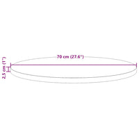 Piano Tavolo Rotondo Marrone Cera Ø70x2,5cm Legno Massello Pino