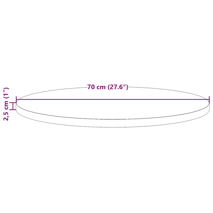 Piano Tavolo Rotondo Marrone Cera Ø70x2,5cm Legno Massello Pino
