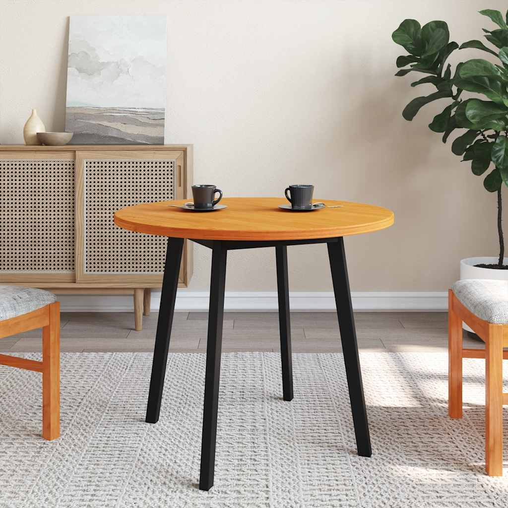 Piano Tavolo Rotondo Marrone Cera Ø80x2,5cm Legno Massello Pino 847129