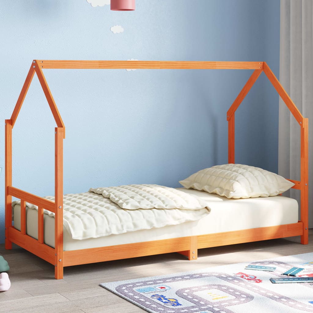 Giroletto per Bambini Marrone Cera 90x190cm Legno Massello Pino 847137