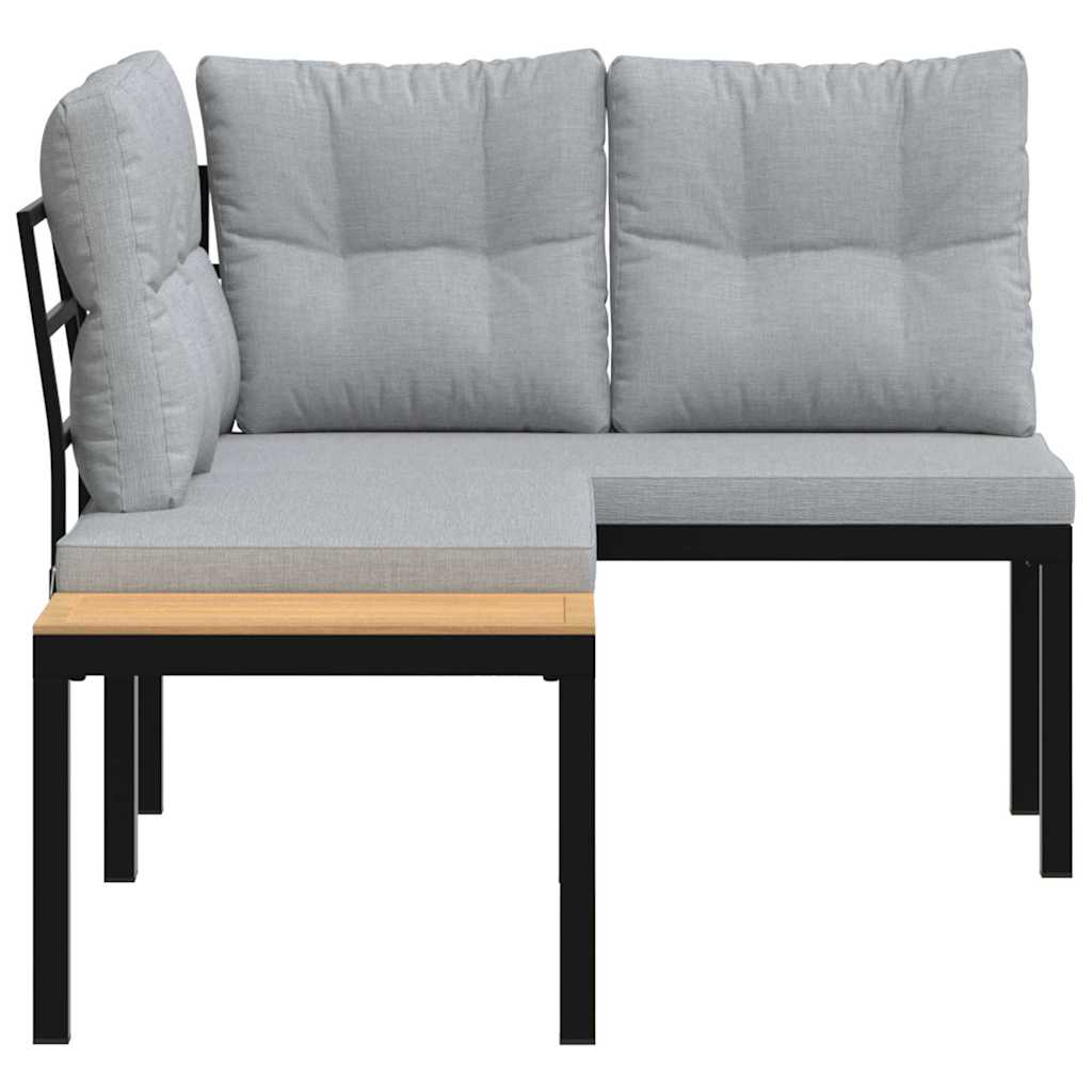 Panche Giardino con Cuscini 2pz Nere Acciaio Verniciato Polvere 4008565