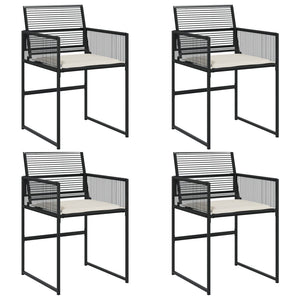 Sedie da Giardino con Cuscini 4 pz Nere in Polyrattan 4008575