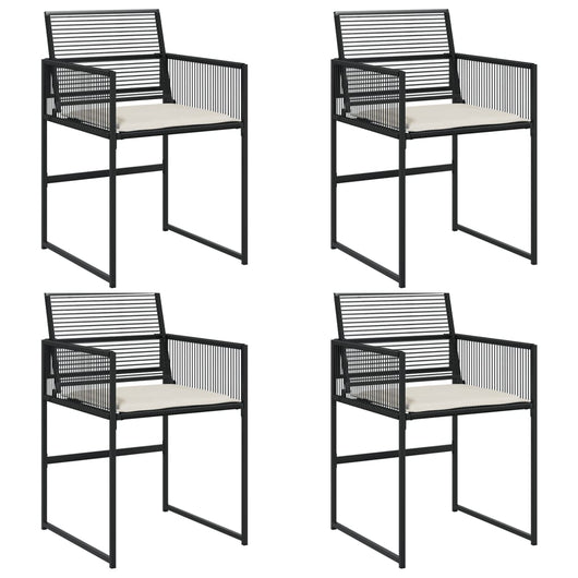 Sedie da Giardino con Cuscini 4 pz Nere in Polyrattan