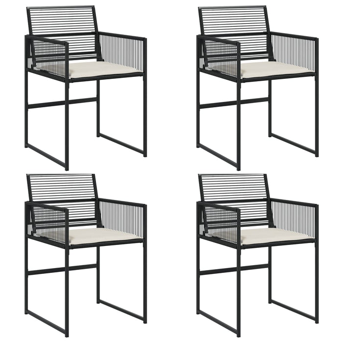 Sedie da Giardino con Cuscini 4 pz Nere in Polyrattan