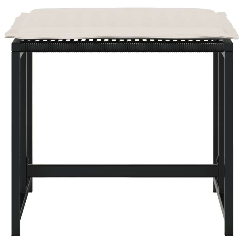 Sgabelli da Giardino con Cuscini 4 pz Neri in Polyrattan