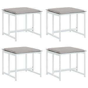 Sgabelli Giardino con Cuscini 4 pz Bianchi Acciaio e Textilene