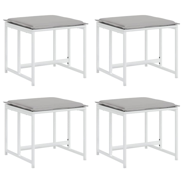 Sgabelli Giardino con Cuscini 4 pz Bianchi Acciaio e Textilene