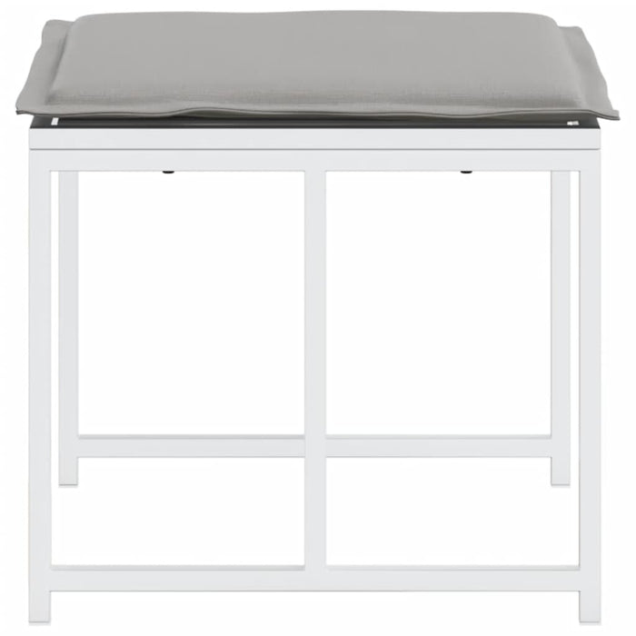 Sgabelli Giardino con Cuscini 4 pz Bianchi Acciaio e Textilene