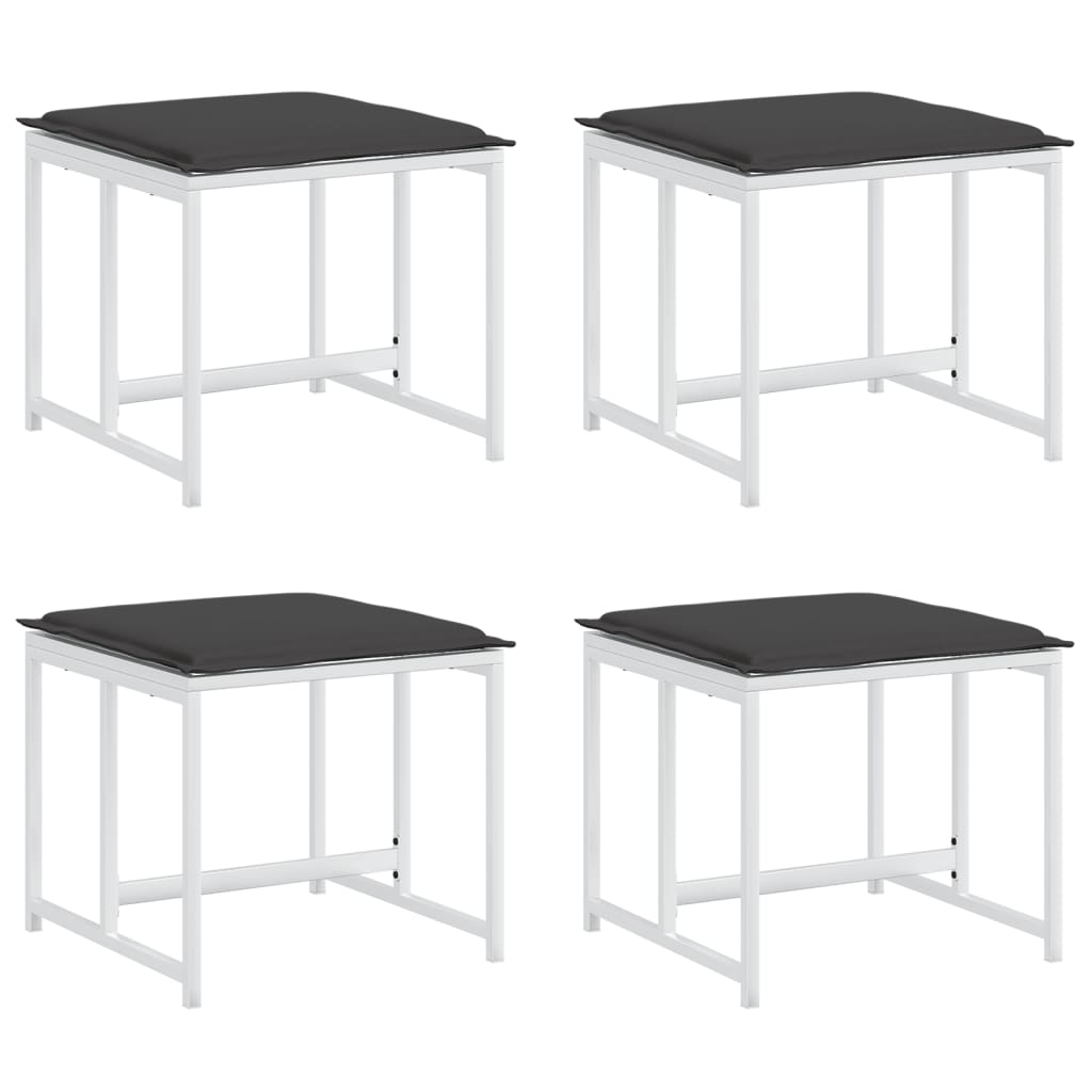 vidaXL Sgabelli Giardino con Cuscini 4 pz Bianchi Acciaio e Textilene