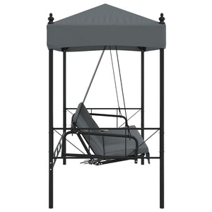 Panchina a Dondolo da Giardino Baldacchino Grigio in Acciaio