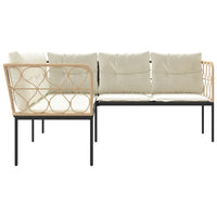 Divano Giardino con Cuscini Forma a L-Sofa da Giardino-Divanetto da esterno Nero Acciaio e Textilene 558973