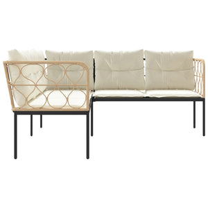 Divano Giardino con Cuscini Forma a L-Sofa da Giardino-Divanetto da esterno Nero Acciaio e Textilene 558973