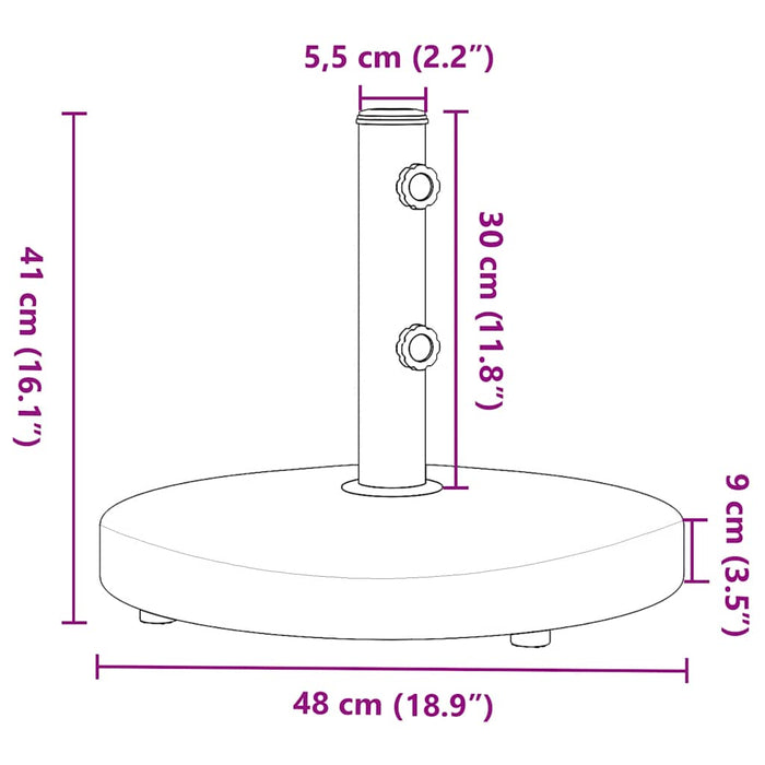 vidaXL Base per Ombrellone per Pali Ø32/38/48 mm 25 kg Rotonda