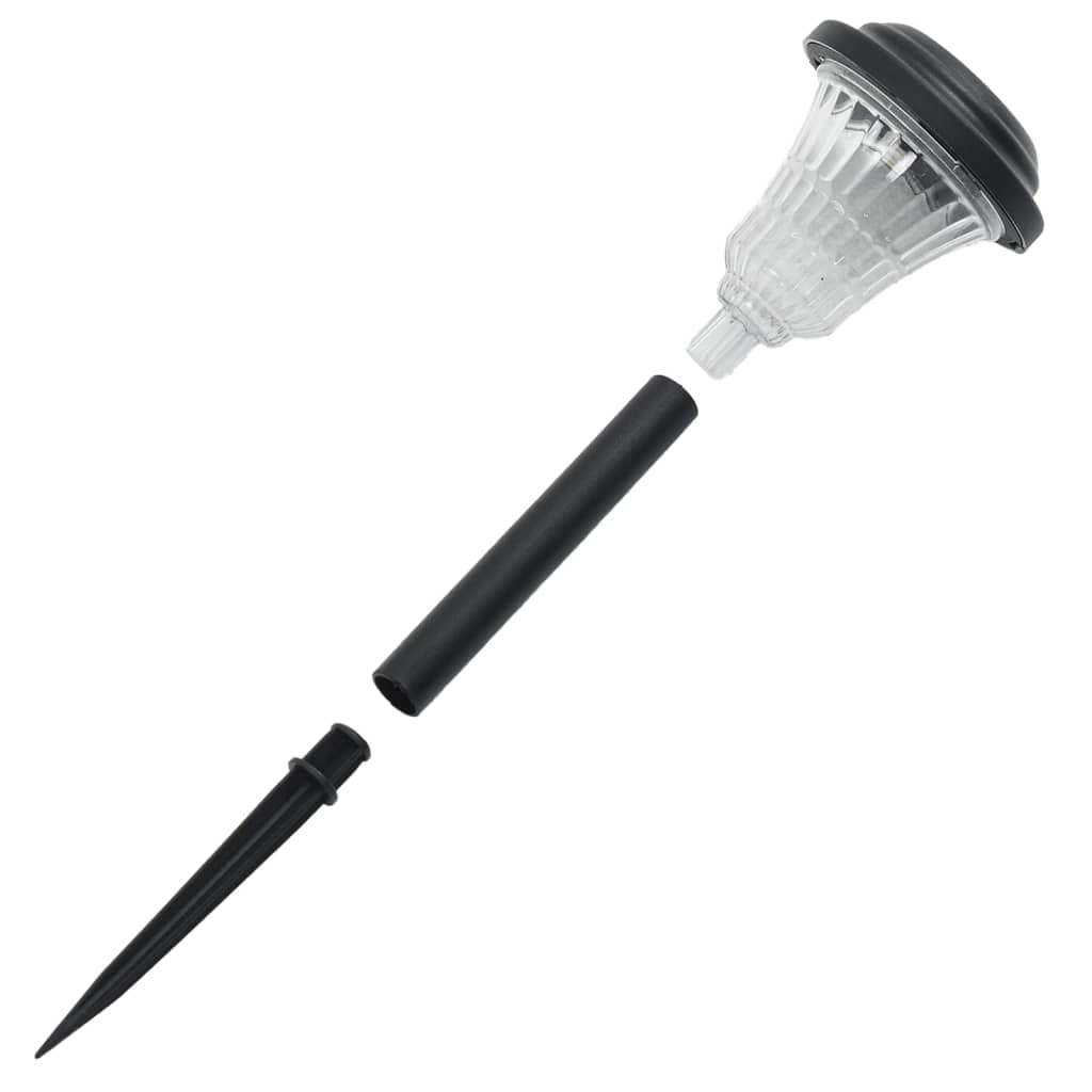 Set di 12 luci solari decorative da giardino 8,5 x 31 cm con accensione automatica stile moderno plastica nera 02_0056664