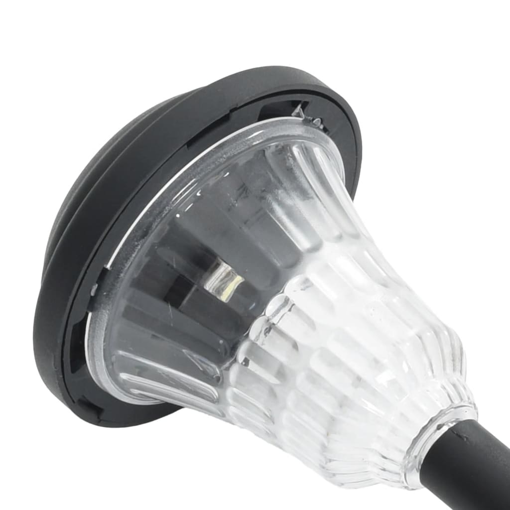 Set di 12 luci solari decorative da giardino 8,5 x 31 cm con accensione automatica stile moderno plastica nera 02_0056664