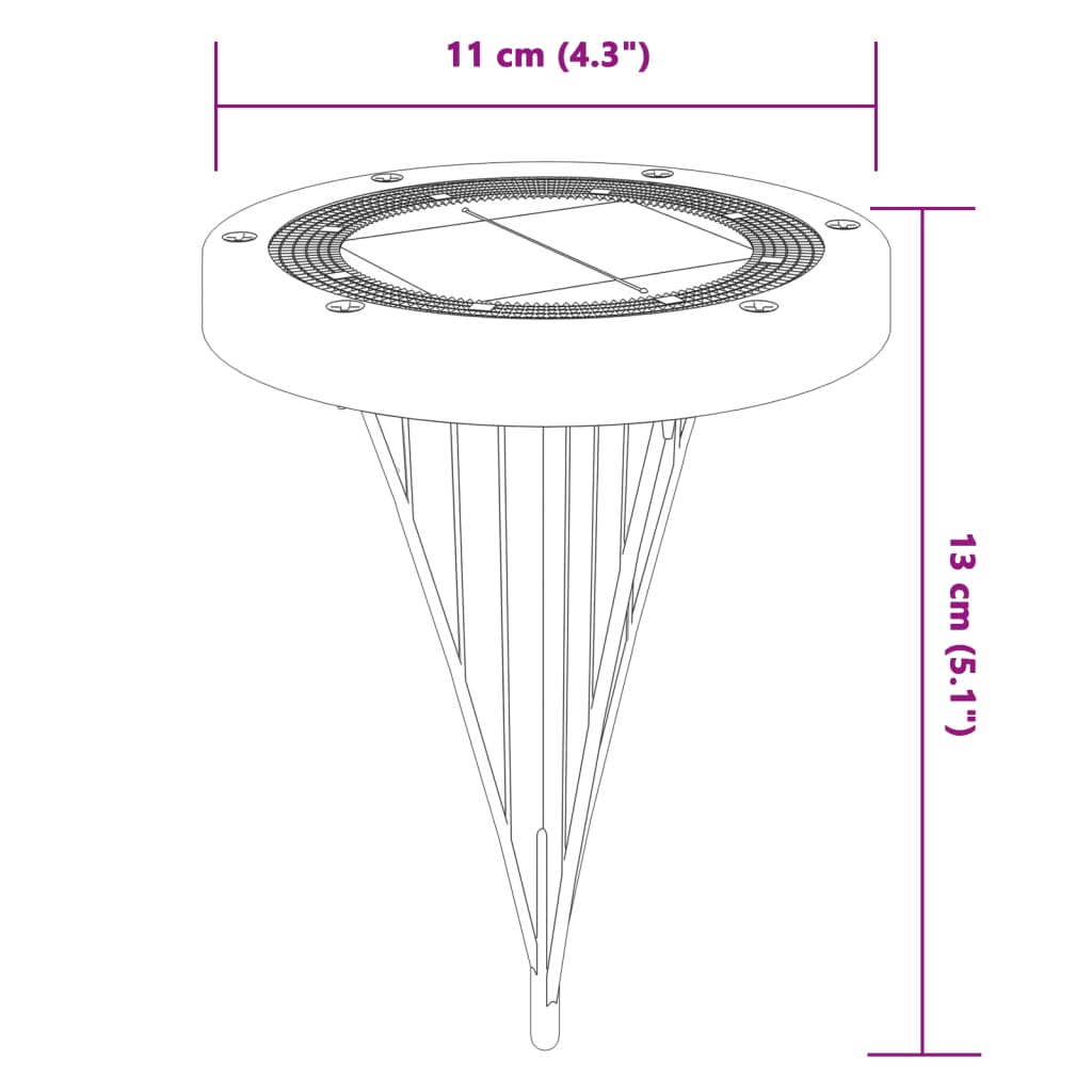 Set di 12 luci solari da terra per giardino 11 x 13 cm illuminazione esterna automatica design nero 02_0056672