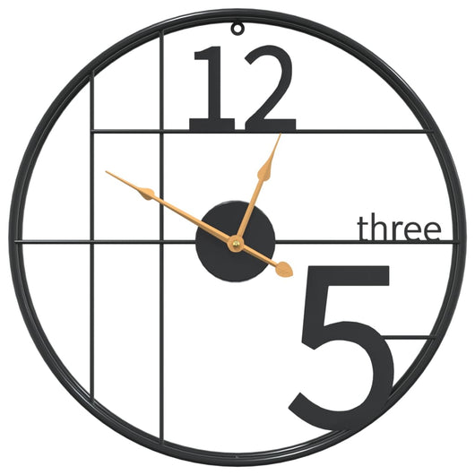 vidaXL Orologio da Parete Nero Ø50 cm in Ferro