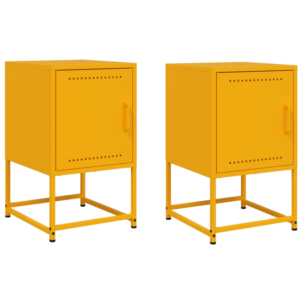 Comodini 2 pz Giallo Senape 36x39x60,5 cm in Acciaio 846453