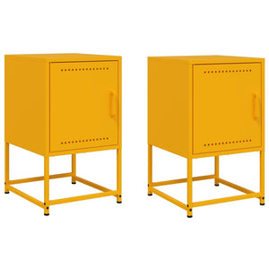Comodini 2 pz Giallo Senape 36x39x60,5 cm in Acciaio 846453