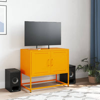Mobile TV-Credenza TV-Console TV Giallo Senape 68,5x39x60,5 cm in Acciaio