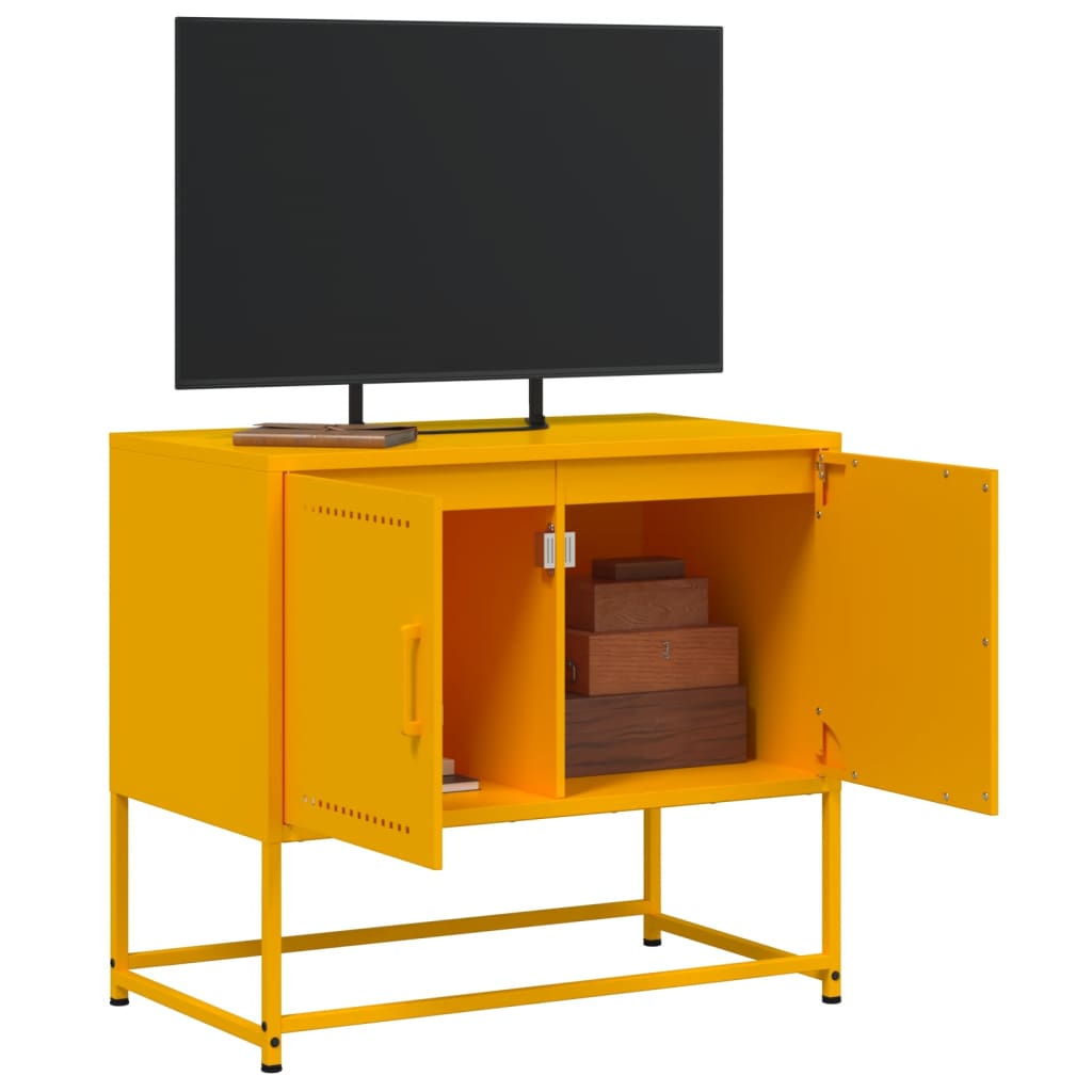 Mobile TV-Credenza TV-Console TV Giallo Senape 68,5x39x60,5 cm in Acciaio