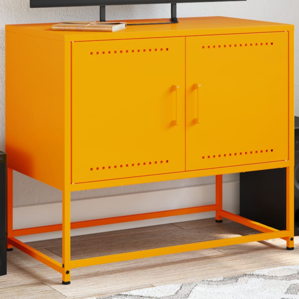 Mobile TV-Credenza TV-Console TV Giallo Senape 68,5x39x60,5 cm in Acciaio