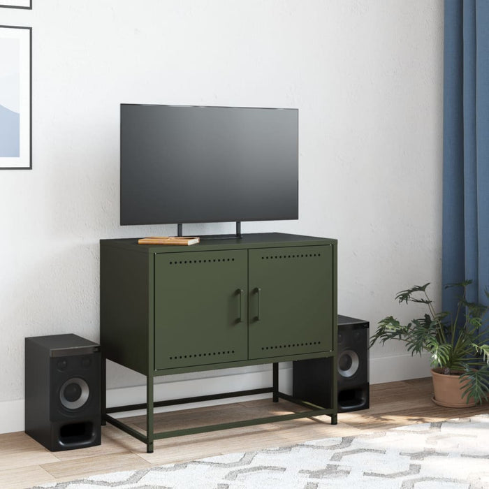 Mobile TV Verde Oliva 68,5x39x60,5 cm in Acciaio 846474