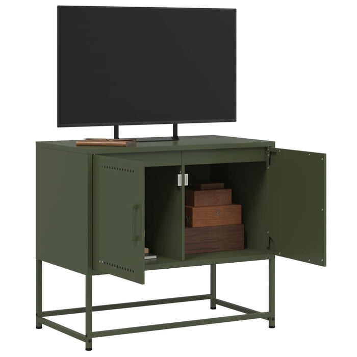 Mobile TV Verde Oliva 68,5x39x60,5 cm in Acciaio 846474