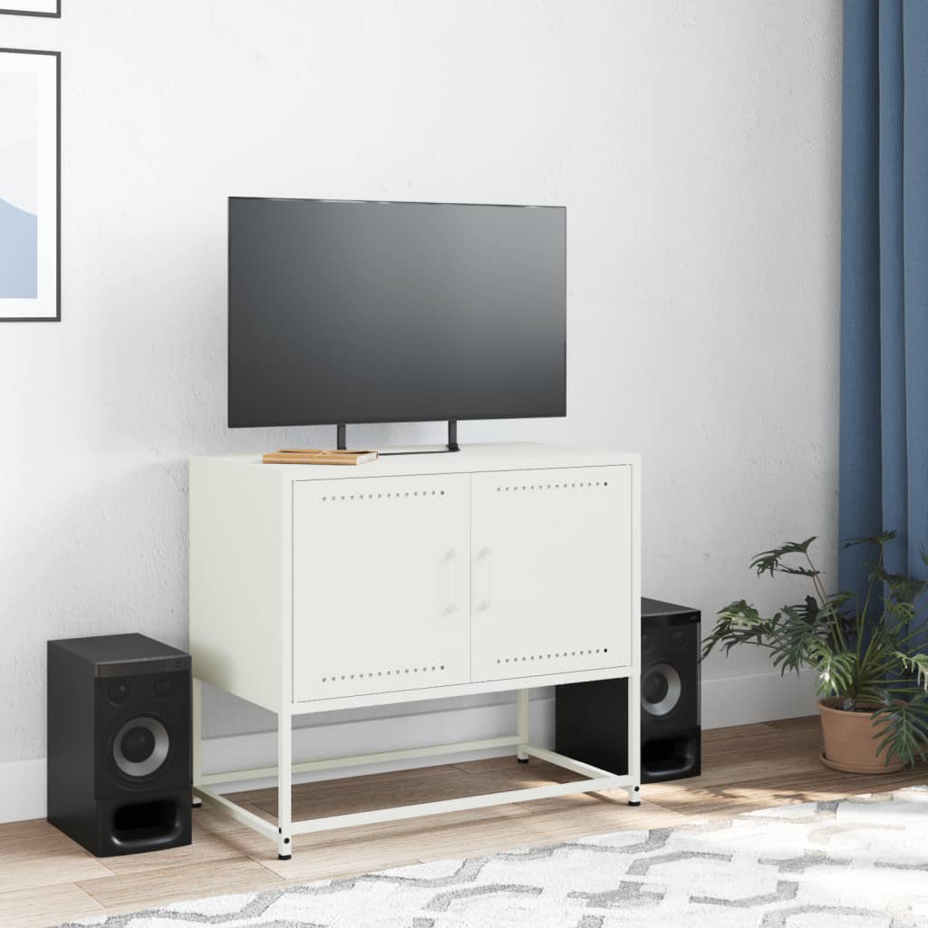 Mobile TV-Credenza TV-Console TV Bianco 68,5x39x60,5 cm in Acciaio