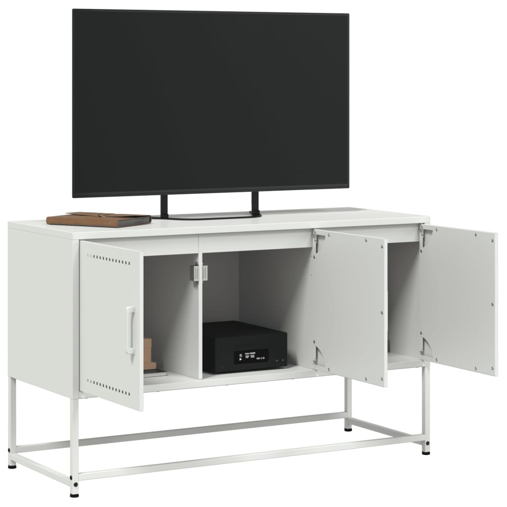 Mobile TV-Credenza TV-Console TV Bianco 100,5x39x60,5 cm in Acciaio 816294