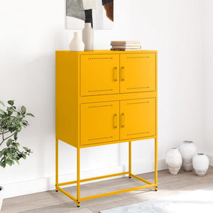Credenza-Buffet-Armadio da cucina Giallo Senape 68,5x38,5x107 cm in Acciaio 765925