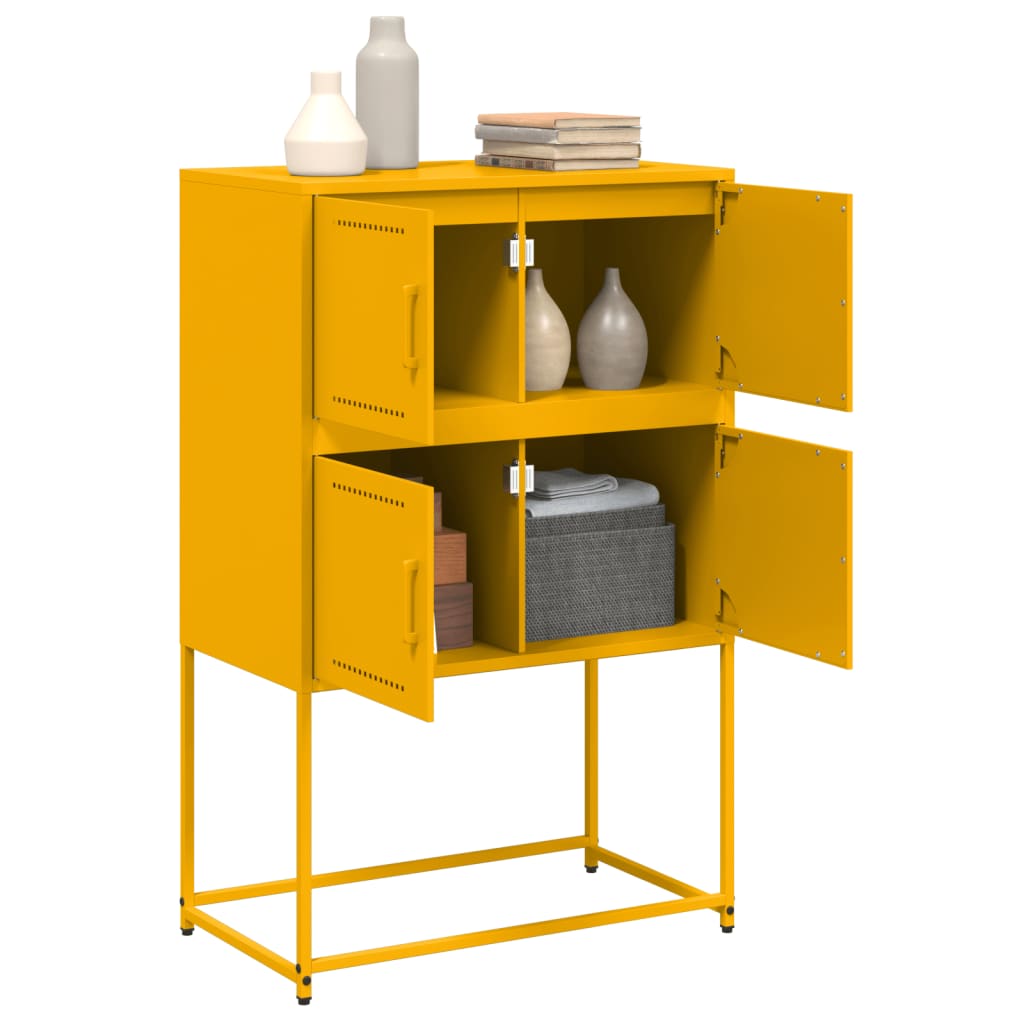 Credenza-Buffet-Armadio da cucina Giallo Senape 68,5x38,5x107 cm in Acciaio 765925