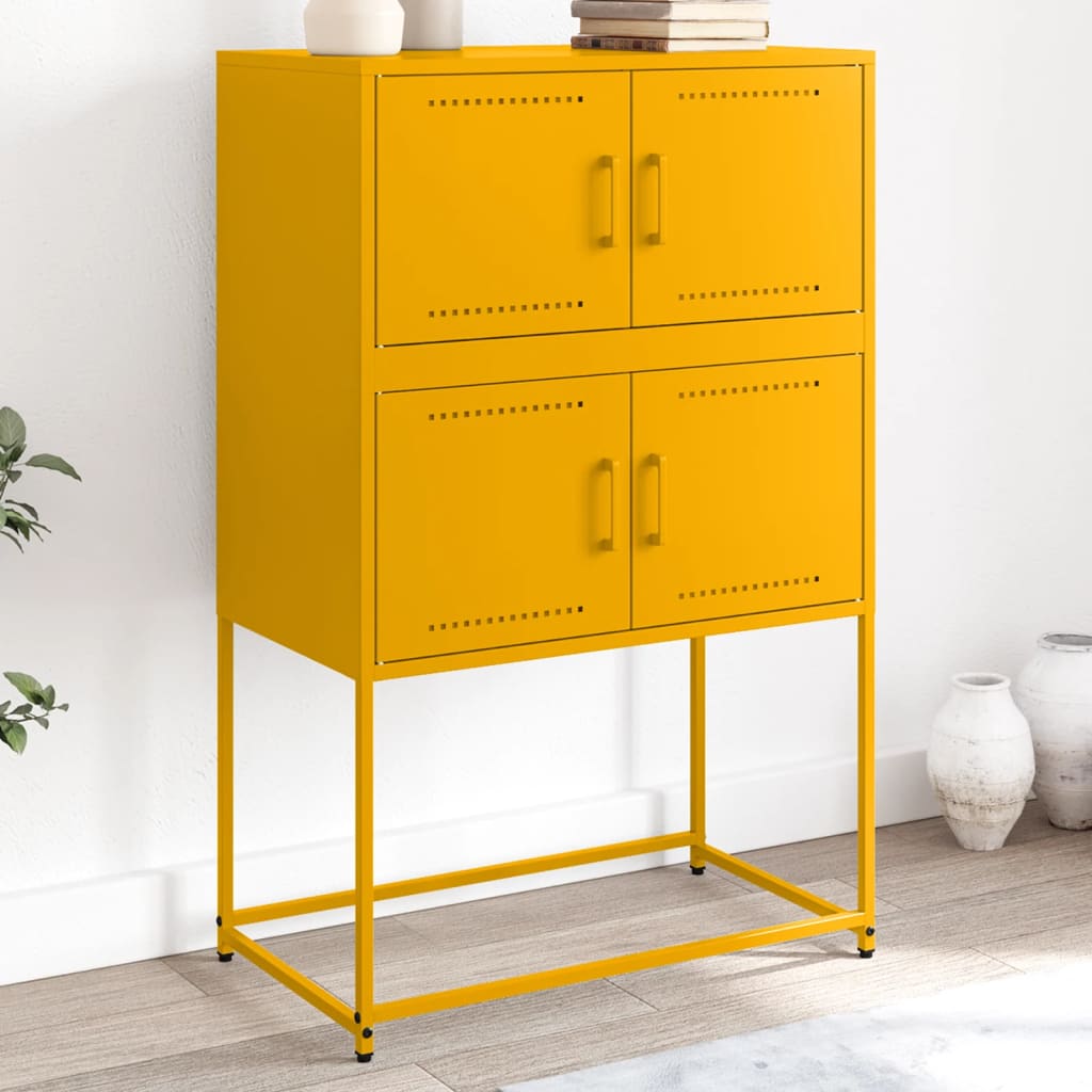 Credenza-Buffet-Armadio da cucina Giallo Senape 68,5x38,5x107 cm in Acciaio 765925