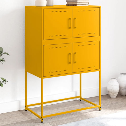 Credenza-Buffet-Armadio da cucina Giallo Senape 68,5x38,5x107 cm in Acciaio 765925