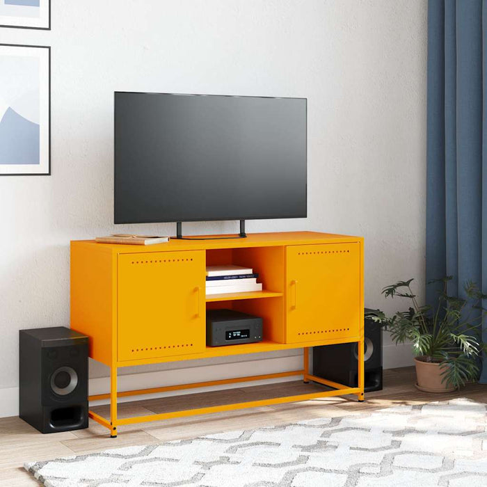 Mobile TV-Credenza TV-Console TV Giallo Senape 100,5x39x60,5 cm in Acciaio 482703