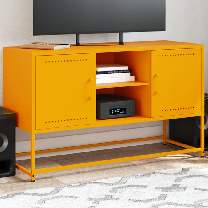 Mobile TV-Credenza TV-Console TV Giallo Senape 100,5x39x60,5 cm in Acciaio 482703