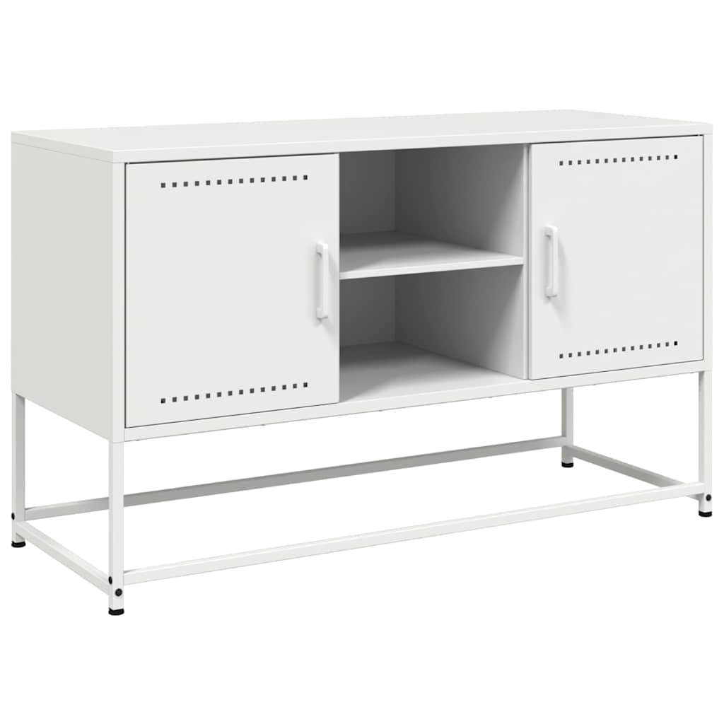 Mobile TV-Credenza TV-Console TV Bianco 100,5x39x60,5 cm in Acciaio 593625