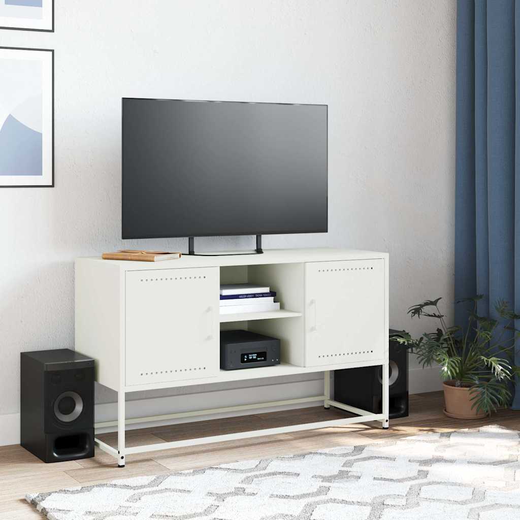 Mobile TV-Credenza TV-Console TV Bianco 100,5x39x60,5 cm in Acciaio 593625