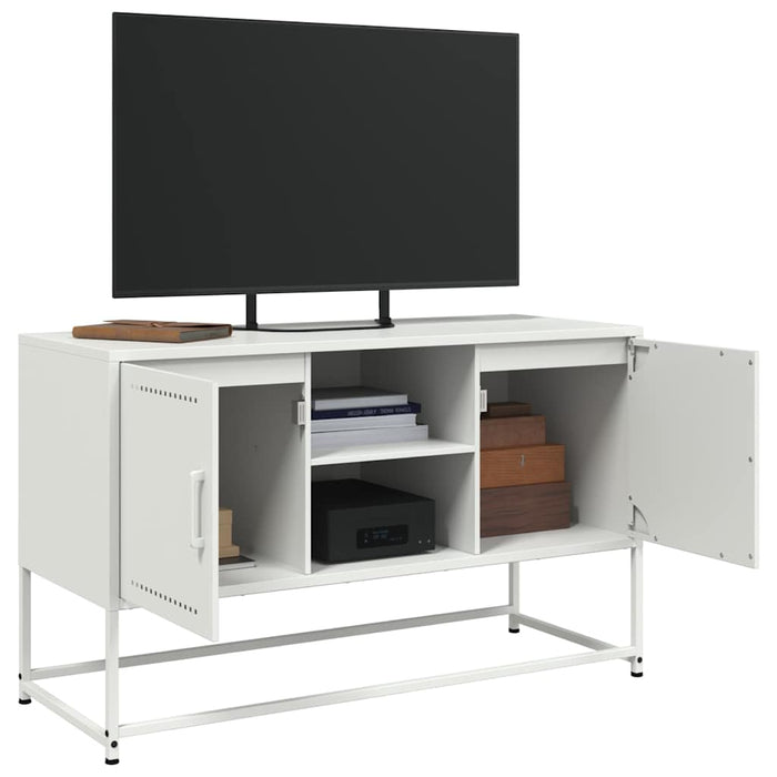 Mobile TV-Credenza TV-Console TV Bianco 100,5x39x60,5 cm in Acciaio 593625
