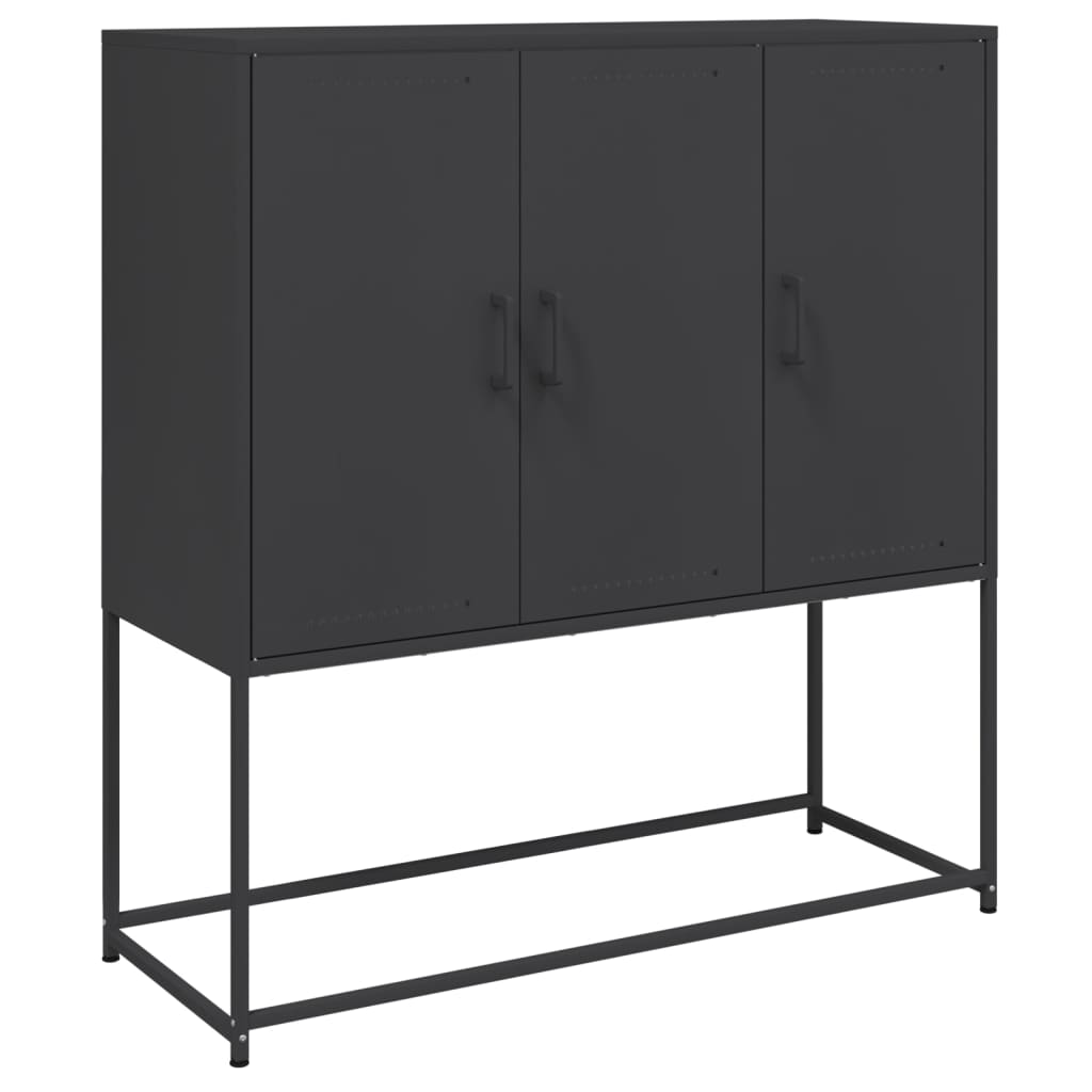 Credenza-Buffet-Armadio da cucina Nera 100,5x39x107 cm in Acciaio 454397
