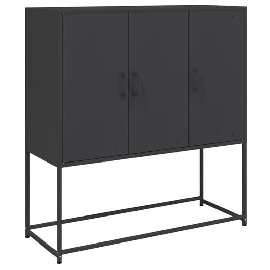 Credenza-Buffet-Armadio da cucina Nera 100,5x39x107 cm in Acciaio 454397