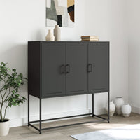 Credenza-Buffet-Armadio da cucina Nera 100,5x39x107 cm in Acciaio 454397