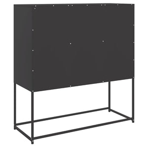 Credenza-Buffet-Armadio da cucina Nera 100,5x39x107 cm in Acciaio 454397