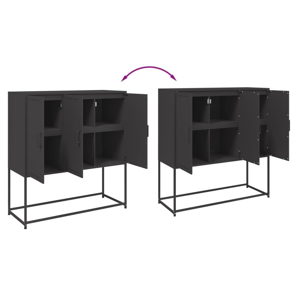 Credenza-Buffet-Armadio da cucina Nera 100,5x39x107 cm in Acciaio 454397